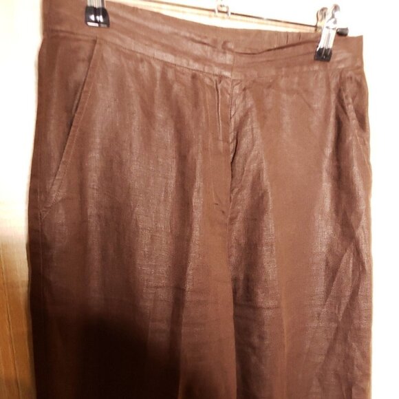 Bloomingdales Womens Petite Brown Linen Capri Pants 2P - Picture 3 of 6